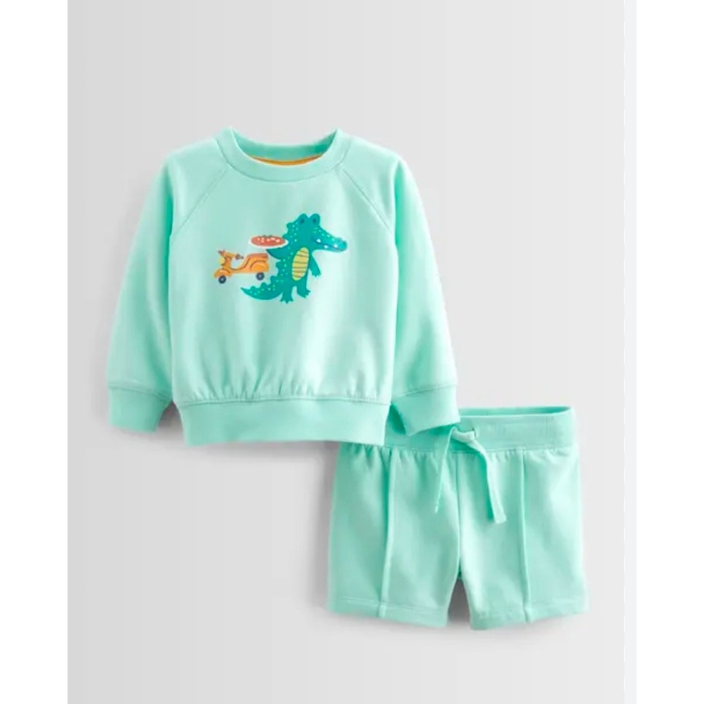 NWOT Tucker and Tate Size 3 months Alligator Sweatshirt and Pintuck Shorts‎ Set